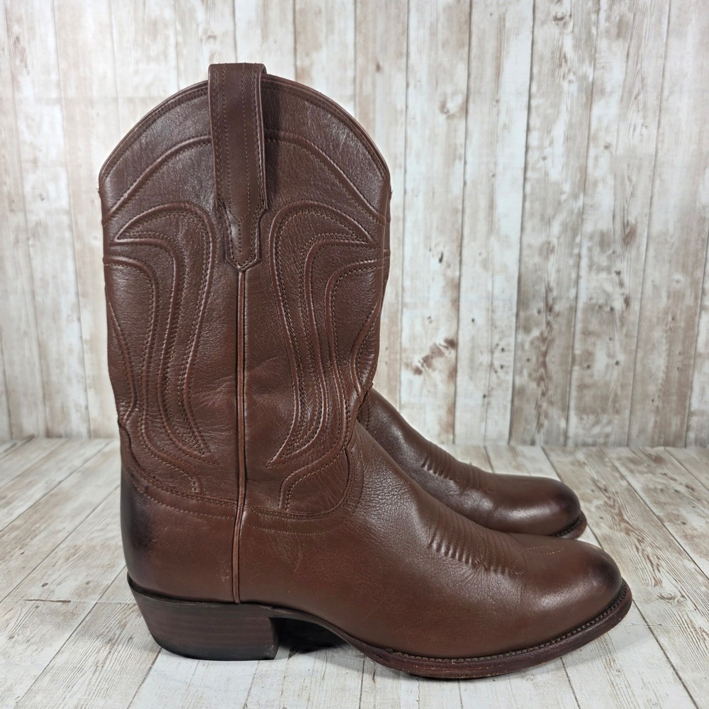 Tecovas The Cartwright Bourbon Calfskin Leather Cowboy Boots Mens 10.5 D Round